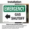 Signmission Gas Shutoff (Left Arrow) With Symbol, 5 in W x Rectangle, Vinyl Decal OS-2PACK-EM-D-35-L-10388 - alternate 5